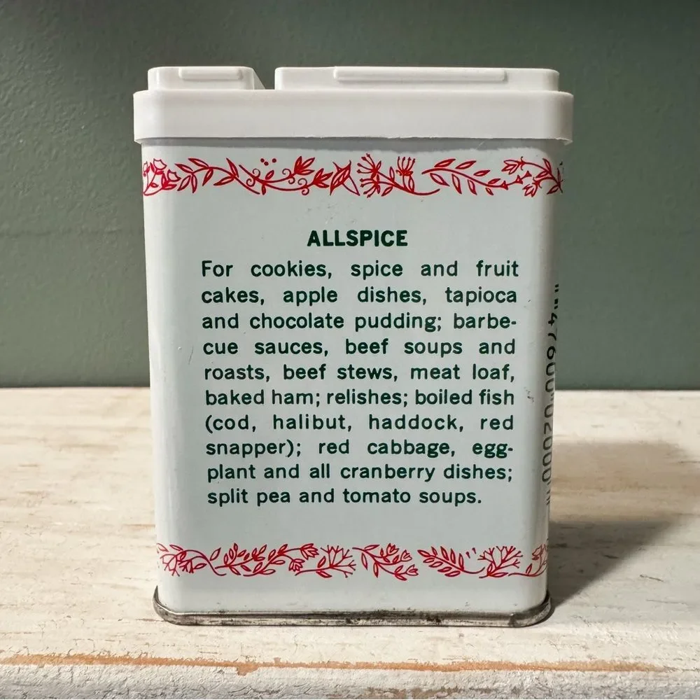 Vintage Durkee Ground Allspice Metal Spice Container Tin | Cottagecore Decor